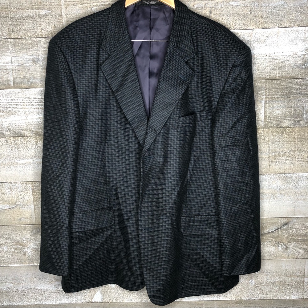 Vintage Jones New York Filenes Basement 100% lambswool plaid men blazer sport